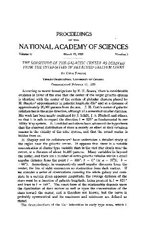 The longitude of the galactic center as derived from the intensities of detached calcium lines