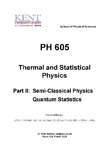 Thermal and Statistical Physics