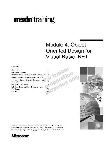 VB NET - Module 4 Object-Oriented Design for Visual Basic NET