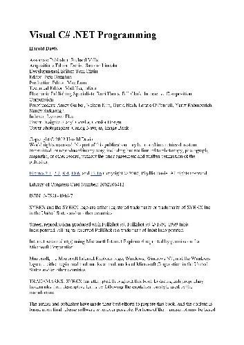 Visual CSharp .NET Programming