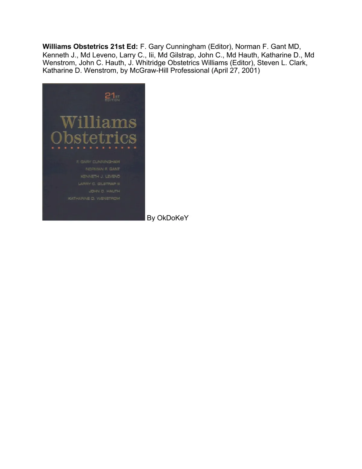 Williams Obstetrics 21st