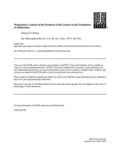 Wittgenstein's Analysis Of The Paradoxes In His Lectures On The Foundations Of Mathematics