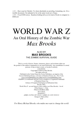 World War Z: An Oral History of the Zombie War